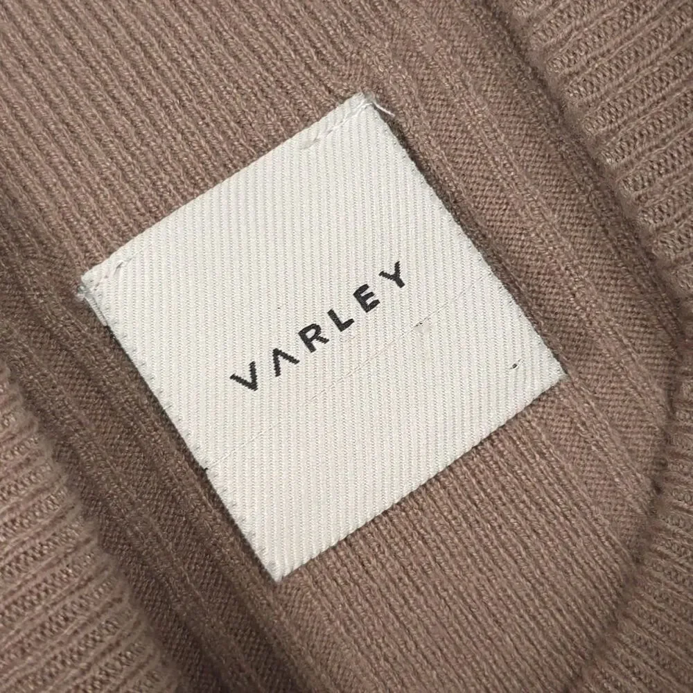VARLEY Women’s Size M RAVENA Rib Knit High Neck Top Viscose Blend Fungi VAR02172